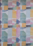 A wonderful medium dressmaking weight linen. Linen mixed with natural viscose. A digital modern print of pastel tiles on a white background.   Available to buy in metre increments from Fabric Focus Edinburgh. 