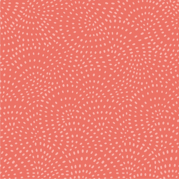 Twist is a modern blender cotton fabric from Dashwood studios with small spots available in many striking shades. This being the Coral pink colourway. Available in store and online at Fabric Focus Edinburgh.