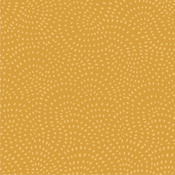 Twist is a modern blender cotton fabric from Dashwood studios with small spots available in many striking shades. This being the Gold colourway. Available in store and online at Fabric Focus Edinburgh.