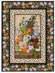 A wonderful floral panel with patchwork borders from Northcott fabrics using Stonehenge Gradations and the Covent Garden Collection of fabrics. Looks like an oil painting. Available at Fabric Focus Edinburgh.