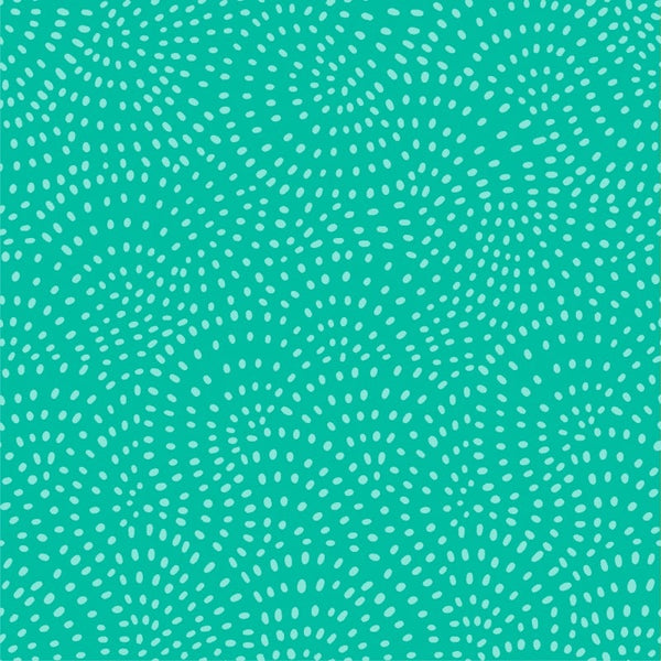 Twist is a modern blender cotton fabric from Dashwood studios with small spots available in many striking shades. This being the Jade colourway. Available in store and online at Fabric Focus Edinburgh.