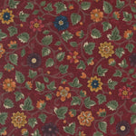 The Chickadee Landing collection embodies all the characteristics of fall with leaves, vines and geometrics in there signature colour palette. Flowers and leaf vines on a poppy red background. Sold in quarter metre increments.