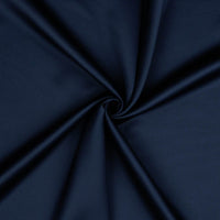 A beautiful soft polyester satin that has a subtle sateen sheen rather than a high gloss finish usually associated with satins. Because of this it has a high-end expensive look. Perfect for evening wear and day wear alike! This being the rich marine blue colourway.  Sold in half meter lengths at Fabric Focus.