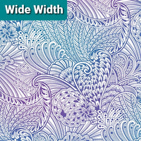Wide Width Backing Fabric. Peacock Flourish. Opulence Mottled. White/multi. 100% cotton. Fabric Focus