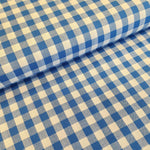 100% yarn dyed cotton gingham. royal blue. Fabric Focus