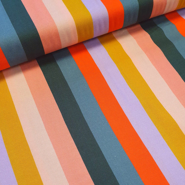 viscose rayon print. bold stripes. dashwood studios. Fabric focus. dressmaking