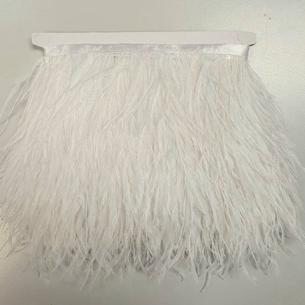 Ostrich Feather trim in Ivory available to buy in store and online at Fabric Focus Edinburgh.