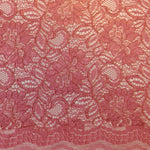 Tocca Lace  is an exquisite corded lace fabric with a pretty scallop along both edges. The colours available in this range are simply stunning and will be perfect to make a statement piece for a wedding, special occasion and evening wear. In a soft  romantic desert Rose pink colourway. Available to buy in half metre increments.