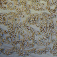 Stunning ribbon lace with a beautiful scalloped edge. This ex phase eight stock is perfect to make a statement piece for a wedding, special occasion and evening wear.  Available to buy in half metre increments.