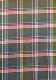 Hard wearing because of the blend between polyester and viscose.  Machine washable and crease resistant - suitable for clothing, kilts, trousers and suits and also for interior products such as curtains and cushions. This classic grey/pink check also has a small percentage of elastane for a forgiving fit. Sold in half metre increments at Fabric Focus.