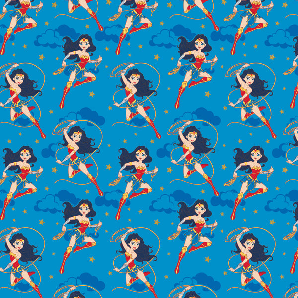 Superheroes. Justice League. Wonder Woman. 100% cotton. Fabric Focus