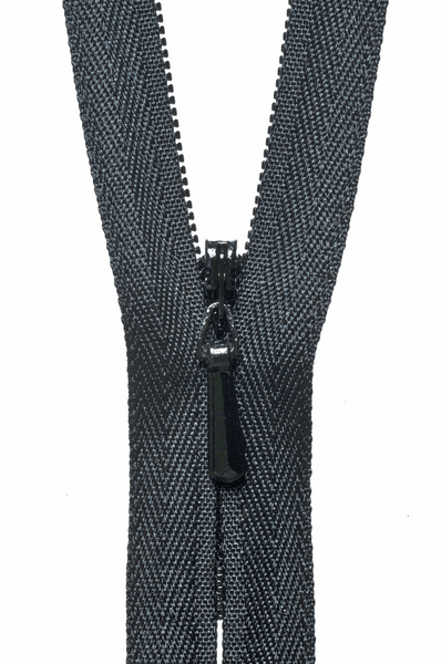 YKK concealed zip. black 580. various sizes. Fabric Focus