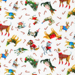 Christmas Jamboree featuring dogs in their festive jumpers on a white background.