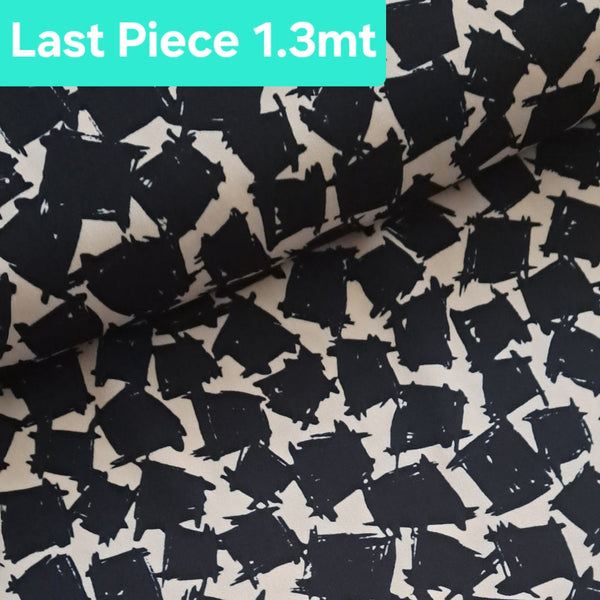 Polyester Madrid Crepe- Ivory Geometric