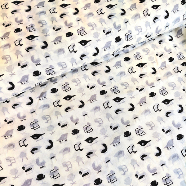 Viscose Challis Ivory Chair Print