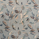 Pale sky blue background with blue and silver eucalyptus leaves make up this beautiful soft satin with amazing drape. Available to buy in half metre increments at Fabric Focus