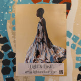 Gorgeous viscose twill of turquoise, black aboriginal inspired print on cream background available at Fabric Focus Edinburgh