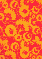  This beautiful stretch cotton fabric is a fantastic to sew with. The the ease of sewing with cotton, but the spandex content means this fabric has a one way stretch.  A striking funky retro 60s print of orange and fuchsia pink stylised flowers. Sold in half metre increments online and in store at Fabric Focus.