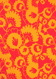  This beautiful stretch cotton fabric is a fantastic to sew with. The the ease of sewing with cotton, but the spandex content means this fabric has a one way stretch.  A striking funky retro 60s print of orange and fuchsia pink stylised flowers. Sold in half metre increments online and in store at Fabric Focus.