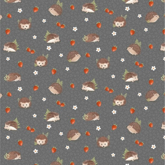 British Woodland Friends are showcased in this beautiful and adorable mini collection by Nutex. This showcasing hedgehogs on a grey background.