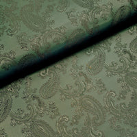 Fantastic quality paisley design lining fabric in beautiful shades, this being the bottle green/black colourway. Available at Fabric Focus Edinburgh.