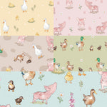 Fat Quarter Bundles. Each fat quarter measures approx 50cm x 56cm.
This collection from Susan Wheeler features Farmyard Friends, pigs, ducks, geese.