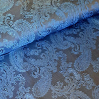 Fantastic quality paisley design lining fabric in beautiful shades, this being the fashionable royal blue colourway. Available at Fabric Focus Edinburgh.