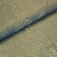 Fantastic quality paisley design lining fabric in beautiful shades, this being the beautiful olive green colourway. Available at Fabric Focus Edinburgh.