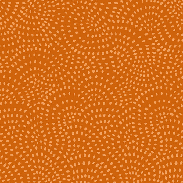 Twist is a modern blender cotton fabric from Dashwood studios with small spots available in many striking shades. This being the Rust colourway. Available in store and online at Fabric Focus Edinburgh.