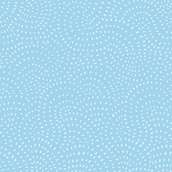 Twist is a modern blender cotton fabric from Dashwood studios with small spots available in many striking shades. This being the pale Sky blue colourway. Available in store and online at Fabric Focus Edinburgh.
