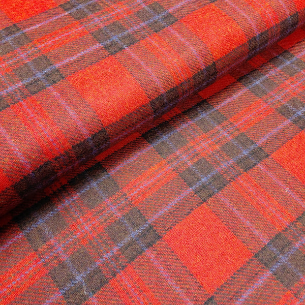 red plaid pure new wool fabric