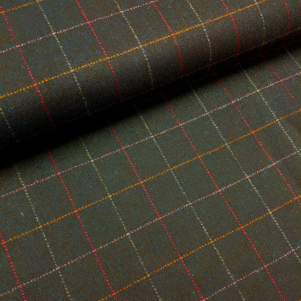 navy blue window pane check pure new wool fabric