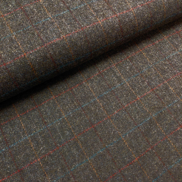 dark green window pane check pure new wool fabric