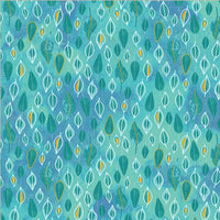 Ebb & Flow is a gorgeous new collection of teals, turquoise and black with metallic accents. This being the Trickle print of leaves of colour picked out with gold .  Sold in quarter metre increments.