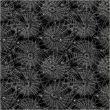 Pattern of spider webs on a black background