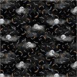 bats flying across dark sky with full moon