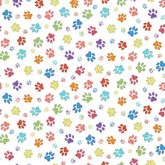 Add a touch of charm and fun to your next project with the multi paw prints on white background. Sold by Fabric Focus Edinburgh in quarter metre increments.