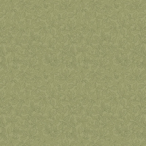 Solid green cotton with a subtle pattern of oak leaves