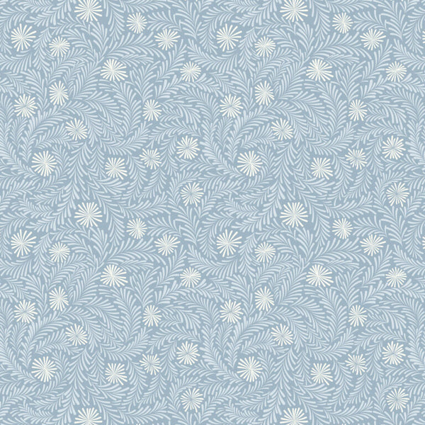 Pattern of white flowers on a light blue background