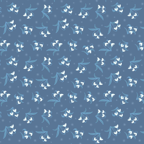 silver snowdrops on twilight blue background