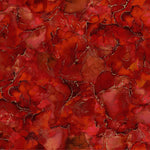 Beautiful bright marbled print with metallic detail throughout. This being red colourway. Available to buy in quarter metre increments at Fabric Focus Edinburgh
