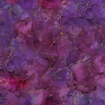 Beautiful bright marbled print with metallic detail throughout. This being purple colourway. Available to buy in quarter metre increments at Fabric Focus.