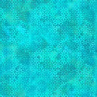 Boho Blooms blender from Deborah Edwards for Northcott fabrics of moroccan floral tile shapes in marbled turquoise shades. Sold at Fabric Focus Edinburgh