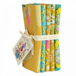 Fat Quarter Bundles.  Beautifully co-ordinated fabrics for all of your sewing projects. Each fat quarter measures approx 50cm x 56cm.  This collection features Tilda Bloomsville, and consists of 5 striking designs in shades of ochre and turquoise, very striking!
