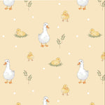 Printed cotton fabric, featuring cute, farmyard animals, this being Little Ducklings. Available to buy in quarter metre increments at Fabric Focus.