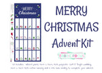 A vibrant advent quilt kit, Merry Christmas advent in navy includes everything - panel, binding, backing and wadding. Available at Fabric Focus Edinburgh.