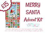 A vibrant advent quilt kit, Merry Santa includes everything - panel, binding, backing and wadding. Available at Fabric Focus Edinburgh.