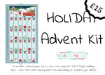 A vibrant advent quilt kit, Holiday includes everything - panel, binding, backing and wadding. Available at Fabric Focus Edinburgh.