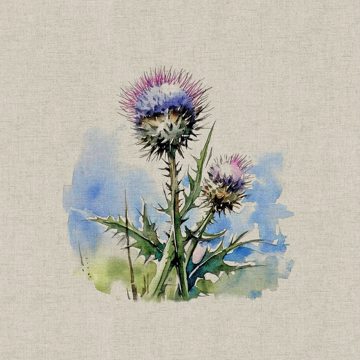 Cotton Linen-Look Digital Panel -Thistles | Fabric Focus Edinburgh ...