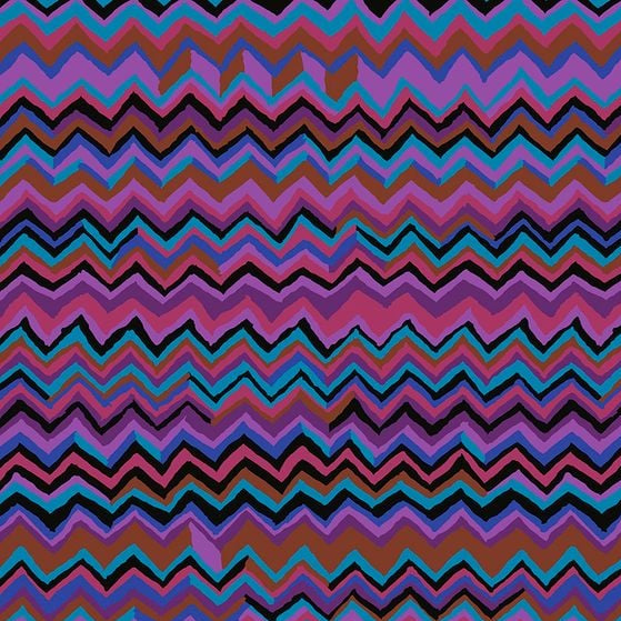 Colorful zigzag pattern fabric swatch in shades of purple